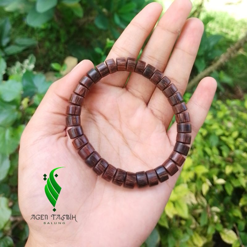 Gelang pria Wanita Kayu Galih Asem Tabung size 5×8mm, Gelang Kayu bertuah