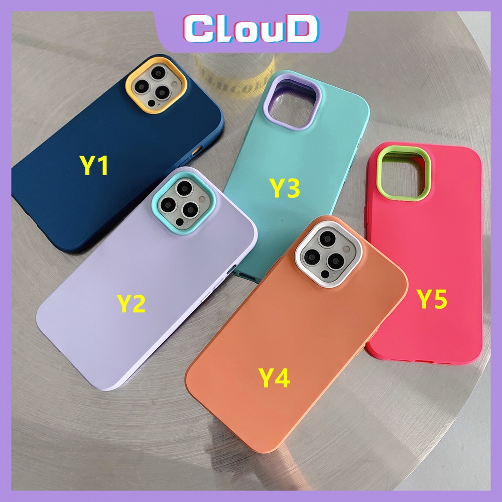 Soft Case Pelindung Lensa 3 in 1 Bahan Silikon Warna Permen Untuk IPhone 13 11 12 Pro Max XR 7plus 8plus XS X 7 8 6 6S