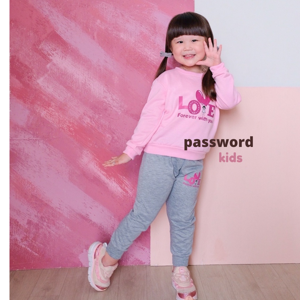 HappyOliver PASSWORD LOVE Setelan Anak 1 - 7 Tahun Baju Anak BerKualitas