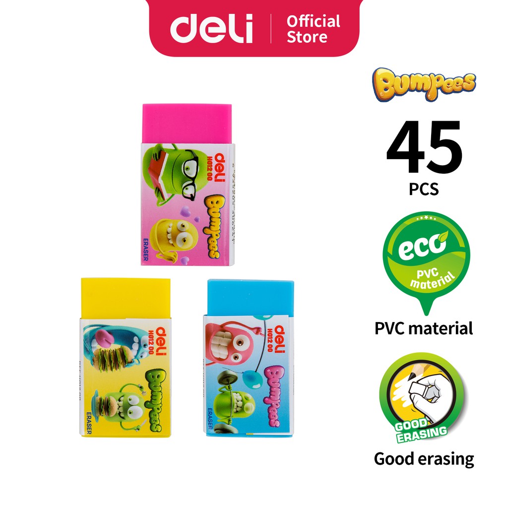 

Deli Penghapus Pensil Bahan Eco PVC Warna Cerah kualitas baik EH01200 EH01300