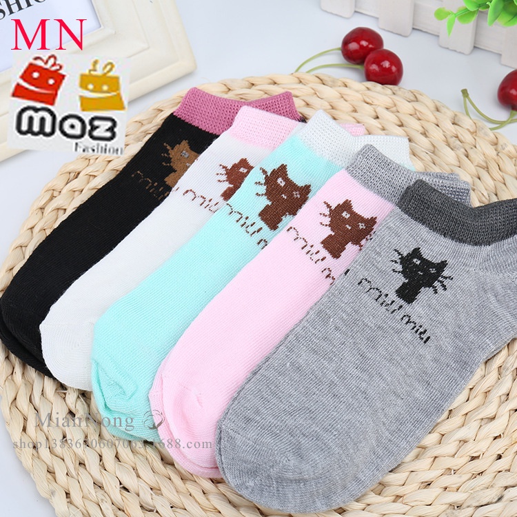Kaos Kaki Pendek Wanita Fashion Import - Short Sock Wanita Motif Lucu Semata Kaki - Kaos Kaki Korea Unisex-RANDOM KUCING