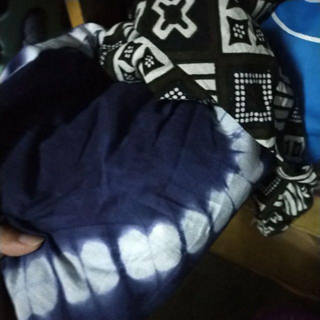 Tunik Asimetris Shibori Batik Handmade Segitiga Warna Batik Midi Seragam Kantor Muslim Pesta Modern