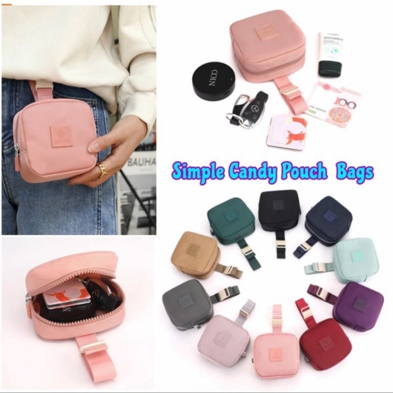 Simple Candy Pouch Bag/Gadget Pouch/Earphone Case/Kosmetik Tempat Koin