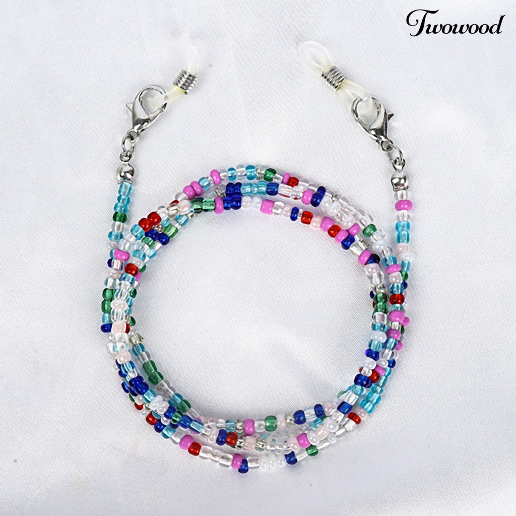 Twowood Anti-Lost Portable Eyeglass Chain Necklace Colorful Beaded Hanging Face Cover Chain Holder Glass Accessories