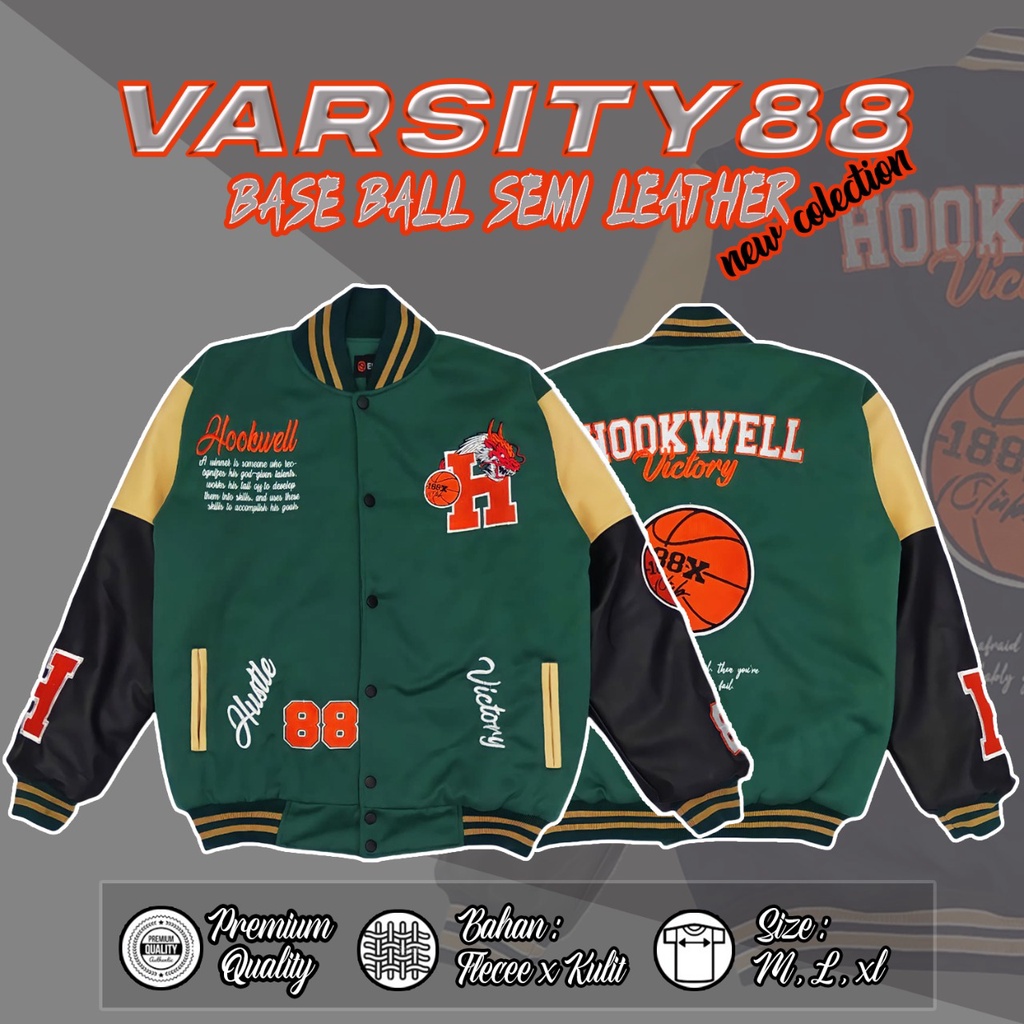 VASRITY SEMI KULIT VARSITY HOOKWEELL VARSITY JAKET