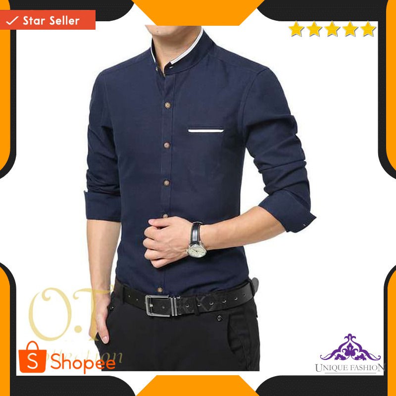 Koko Mayer Dongker Ot Baju Koko Kantun Stretch Biru Dongker