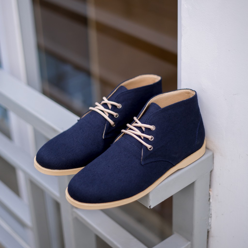 ELVRA Footwear - Sepatu Pria Sneakers Kasual Casual - Aston Navy Cream