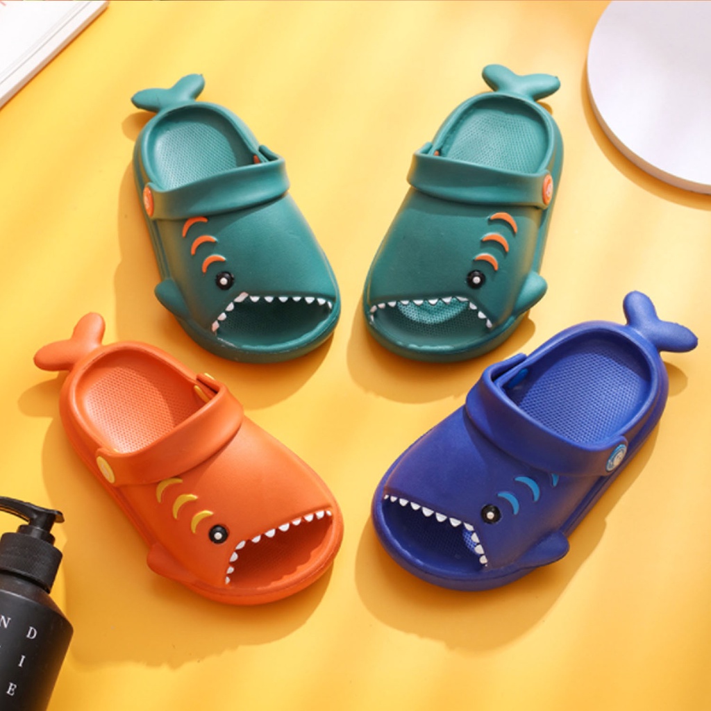 ☀ Sunly ☀ A165 Sandal Baby Shark Anti Slip Sendal Karakter Anak Bayi Hiu Lucu Import Grosir