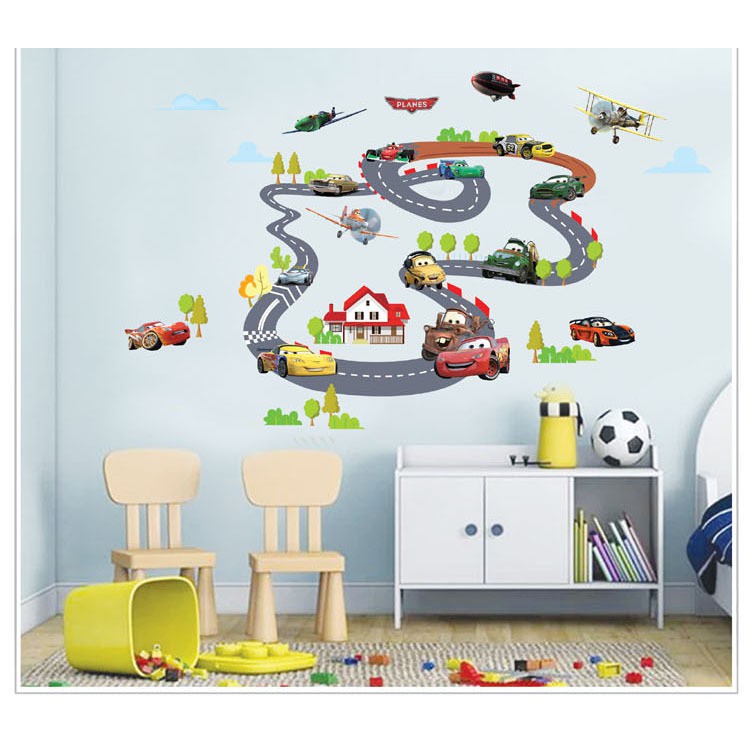 RELIZA WALL STICKER SIRKUIT MOBIL CAR TRANSPORTASI STIKER DINDING XY1160