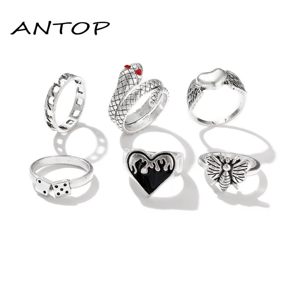 2021 Baru Wanita Kreatif Cincin Fashion Cinta Cincin Set Aksesoris Perhiasan Wanita ANTOP