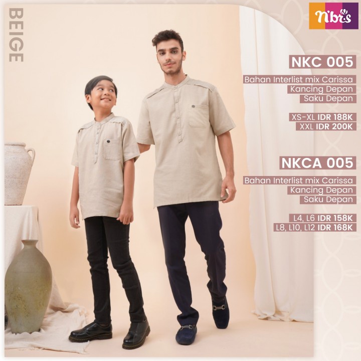 KOKO COUPLE NIBRAS NKC 005 NKCA 005 BEIGE / KOKO NIBRAS ORIGINAL / KOKO AYAH ANAK / BAJU MUSLIM ANAK