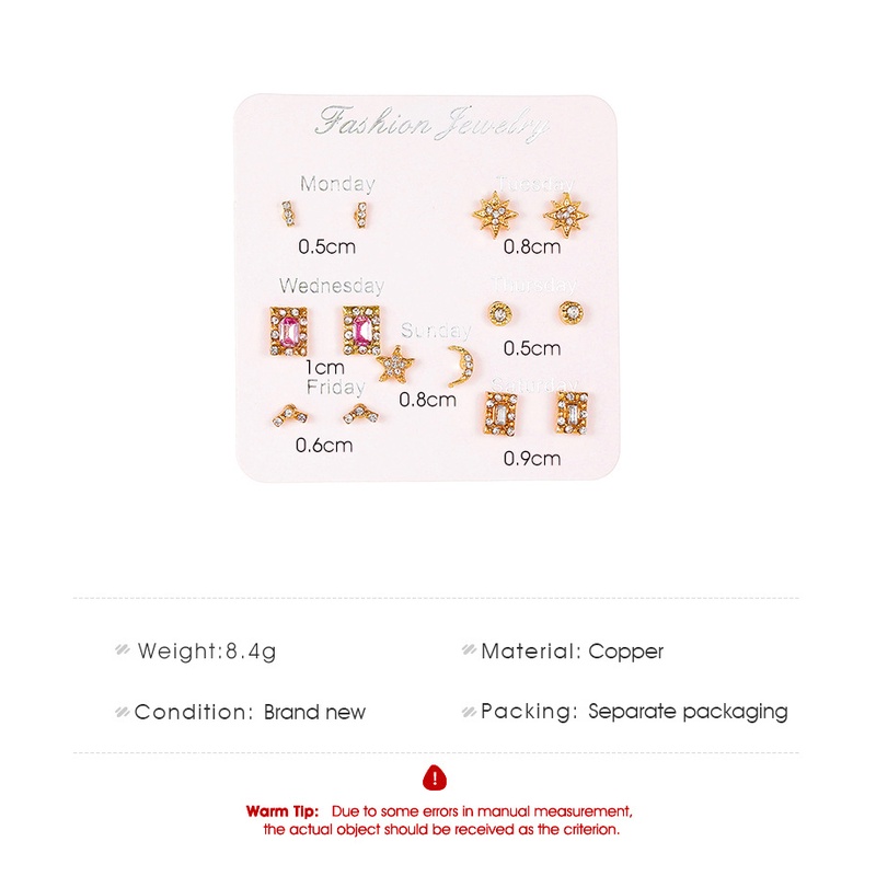 The new small and exquisite diamond-studded star earrings set every week, fashionable and simple design, student ear jewelry