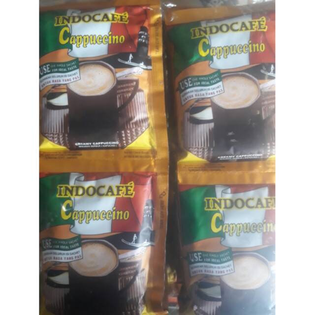 

Indocafe Cappuccino 25g 1 Renceng Isi 10 sachet Rp18.000