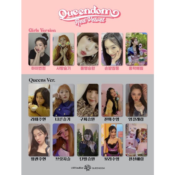 [ READY STOCK ] RED VELVET QUEENDOM PHOTOCARD UNOFFICIAL