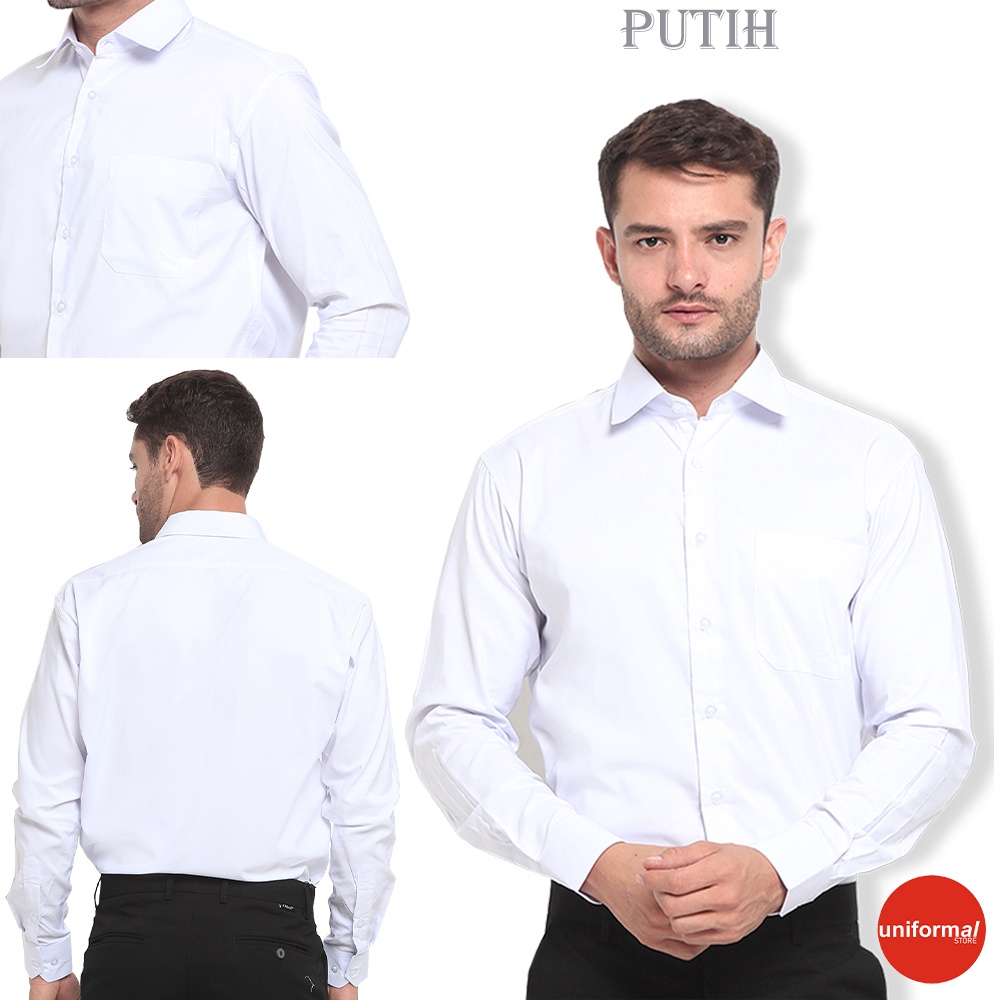 Kemeja Pria Lengan Panjang Casual Polos Dewasa, Atasan kerja Kantor Kantoran Cowok Hem Baju Warna Putih Hitam Abu M L XL Cardinal Executive Jerry Moss Alexis Alisan Casual Terlaris Terbaru