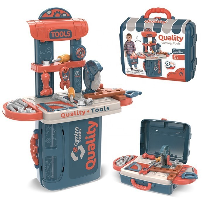 Mainan Edukasi Anak Alat Tukang Tukangan 3IN1Workbench Quality Tool Play Set No.916 Laki-laki - Mainan Anak Edukatif play