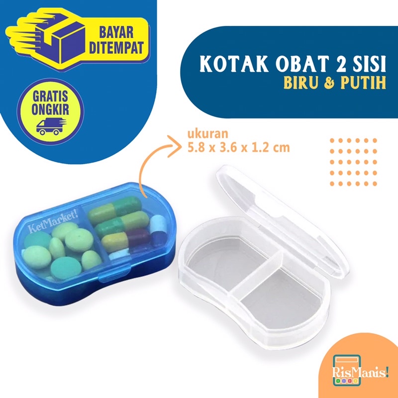 2 GRIDS MEDICINE STORAGE BOX - Kotak Penyimpan Obat Kapsul Tablet 2 Sisi Praktis Serbaguna Traveling