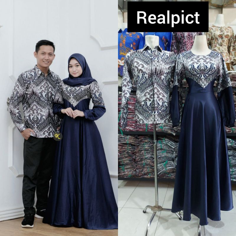 COUPLE GAMIS KOMBINASI BATIK/KEMEJA BATIK/BAJU SARIMBIT COUPLE/BAJU BATIK COUPLE