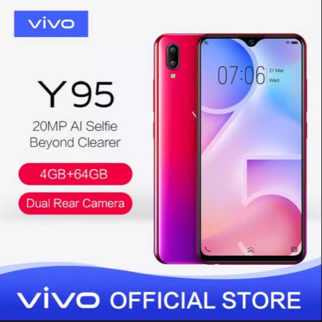 ( Stock terbatas )Vivo Y95 - 2019 Ram 4 GB Rom 64 GB