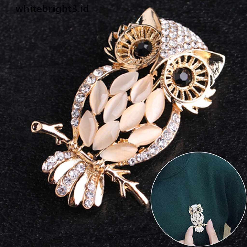 (whitebright3.id) Pin Bros Burung Hantu Besar Gaya Vintage Untuk Hijab / Syal Wanita