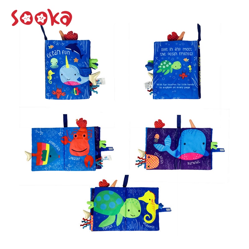 SOOKA Buku Bantal Bayi Edukasi Bahan Cotton/ Mainan Bayi Softbook/ Buku kain Bayi Aman Dari Gigitan Bayi/ Cloth Book Washable SK-GGF1013