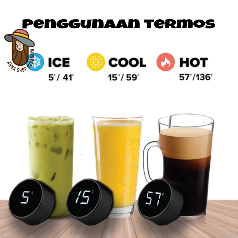 Termos LED suhu Stainless Celcius Temperatur Thermos Pembaca Digital Botol Minum Air