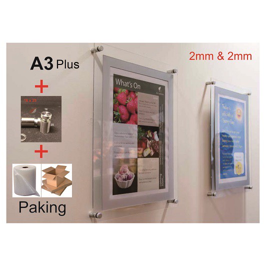 A3 Plus Acrylic Display Frame Akrilik Akrilik Poster 2mm 2mm