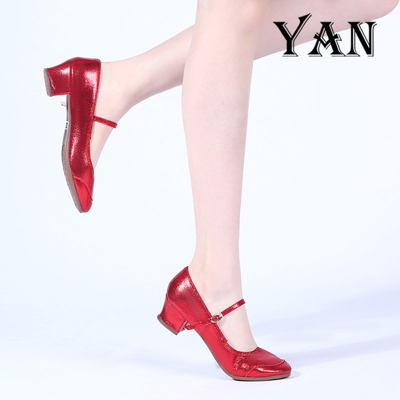 YAN Sepatu Dansa Latin/ Line Dance Heels 4cm Sepatu Dance Wanita Terbaru