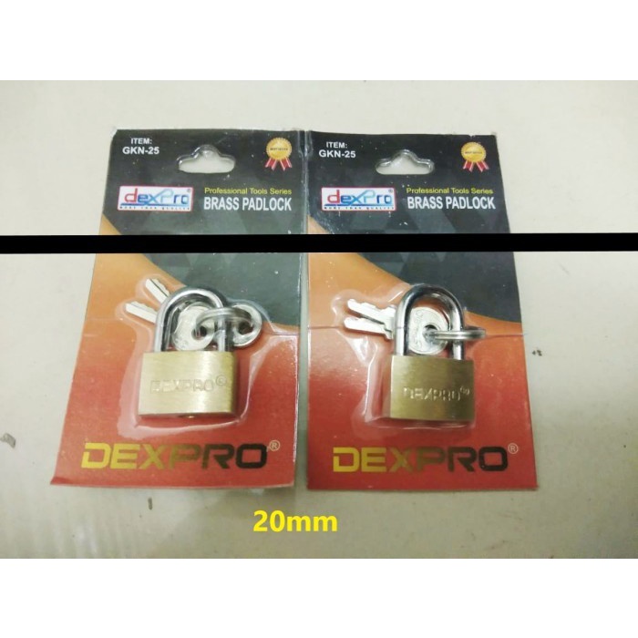 PTMndri - Gembok kecil kuning untuk tas / Kunci koper ukuran 20 mm DEXPRO