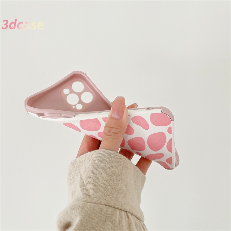 Fashion Pink Leopard Soft Case Realme C20 C25 C21C15 C12 C11 2021 5 5S 5i 6i C17 7i C1 C2 C3 C3i C25S C20A realme Narzo 20 10 10A 20A 30A A15 A15S A54 A7 A5S A12 A9 A5 A53 A33 2020 A52 A72 A92 Camera Lens Protection Lamb Skin leather Soft TPU Cover