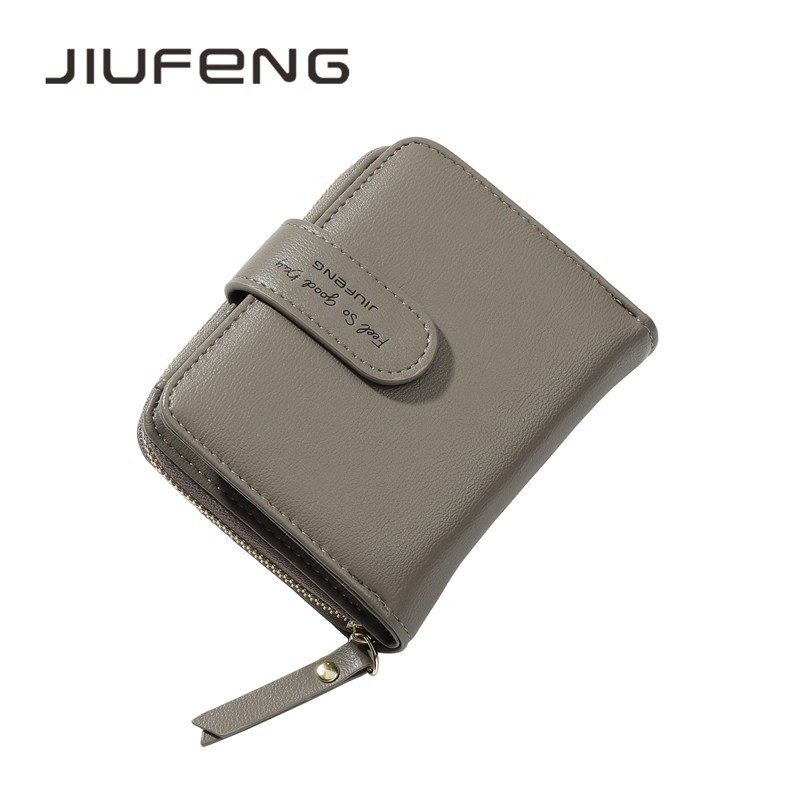 JIUFENG Dompet Koin Zipper Wanita Korea Fashion Pendek Serba Guna Resleting