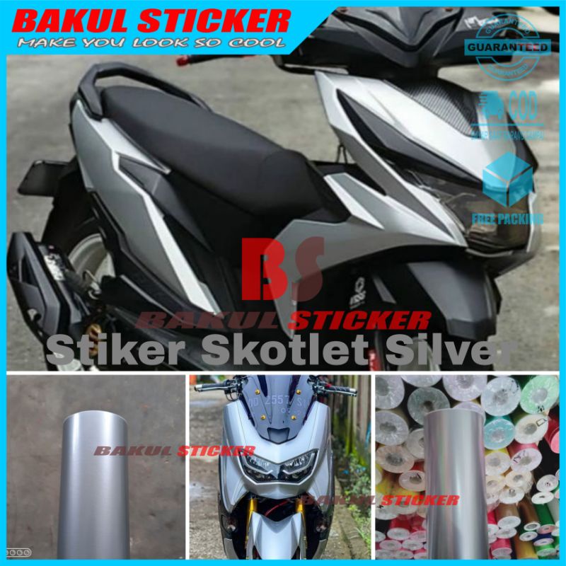 Stiker Skotlet Silver Skotlet Motor Silver Glossy dan Doff