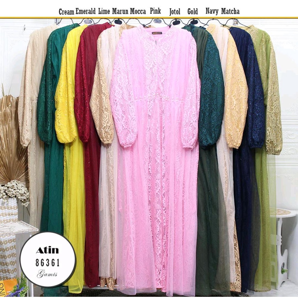 Gamis ozias sparkle SIZE JUMBO XXXL LD 125 Gamis kondangan mutiara pinggang