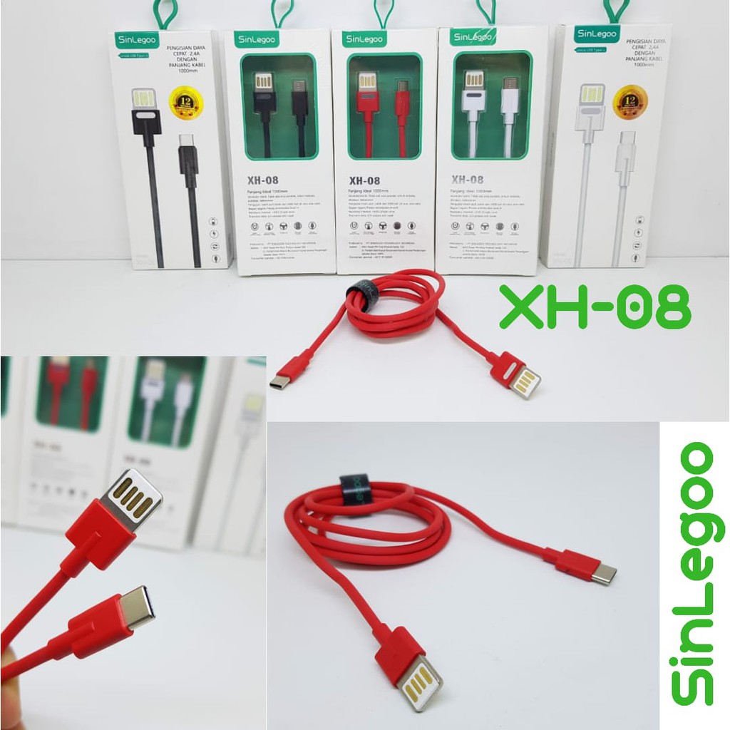 Kabel Data Type C SinLegoo XH-08 2.4A 100cm High end Fashion Data Cable SINLEGOO XH08 Type C GARANSI