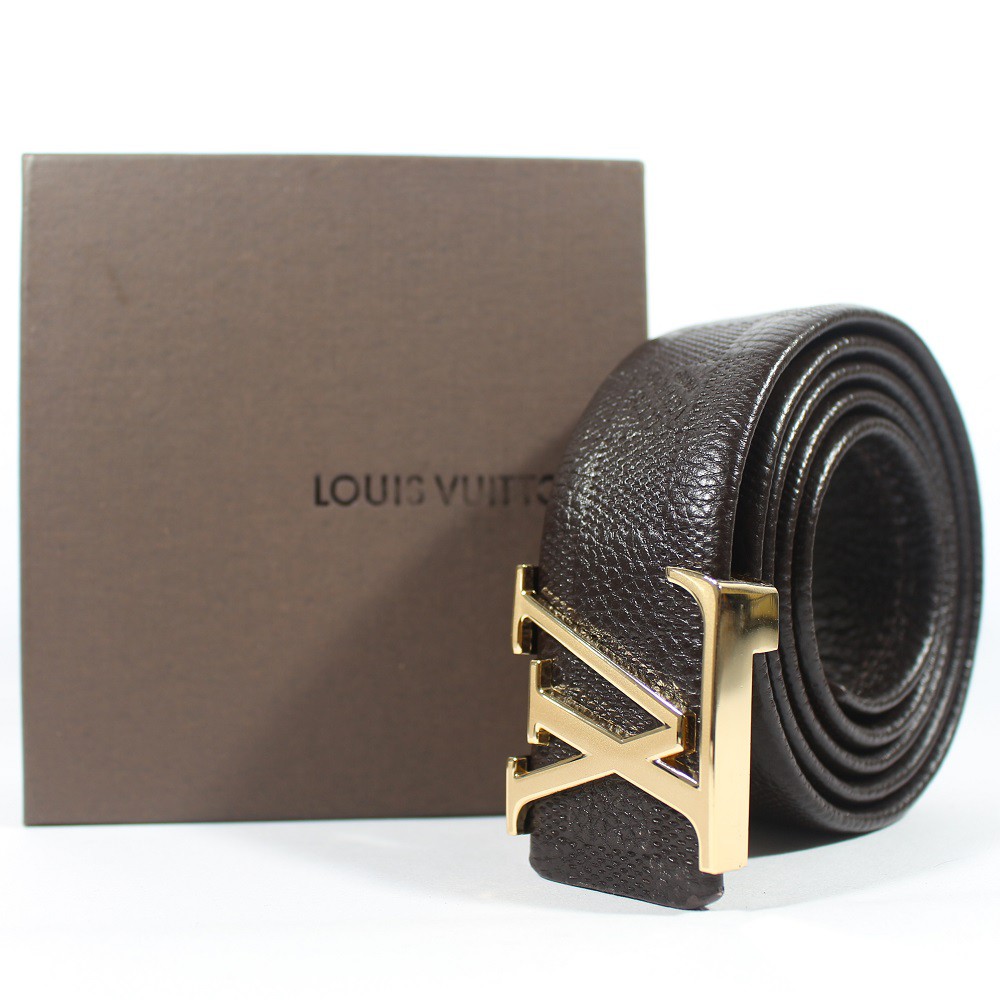 GESPER IKAT PINGGANG KULIT PRIA - LOUIS VUITTON LV 21 GOLD BROWN