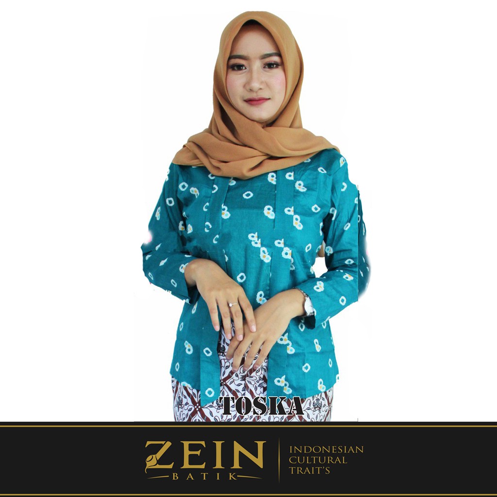 Kebaya Kutubaru Kartini Batik Jumputan Hijau Toska Dian Sastro Model Terbaru Bigsize Jumbo