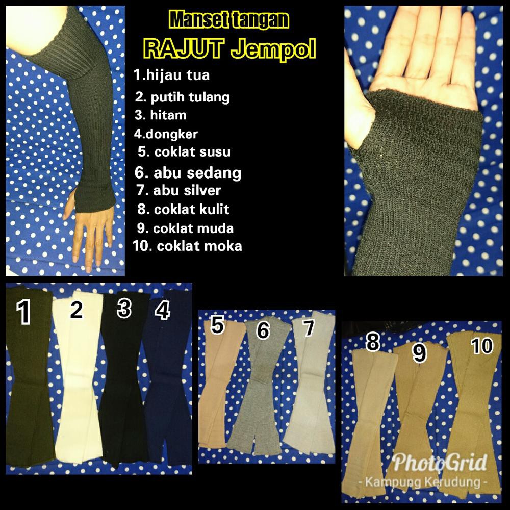 Manset Tangan Rajut Jempol Manset Jari Muslimah Sepasang Hijaber