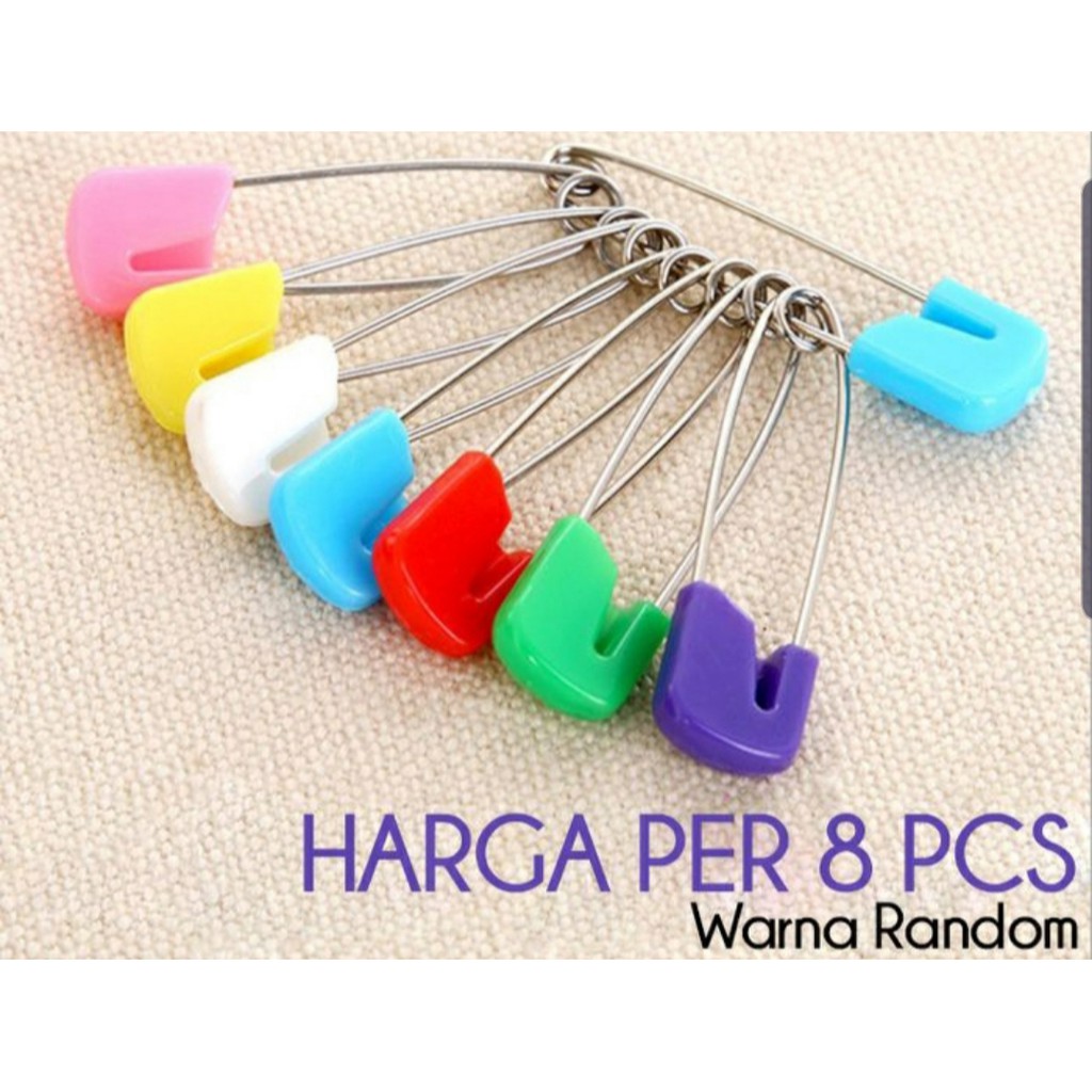 Safety Pin / Peniti Untuk Bayi / Peniti Besar Warna Warni per 8 pcs peniti popok bayi