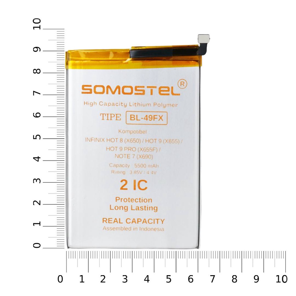 Somostel - BL-49FX Hot 8 X650 / Hot 9 X655 / Hot 9 Pro X655F / Note 7 X690 / Smart 5 X657 / Smart 6 X6511 Batre Batrai Baterai