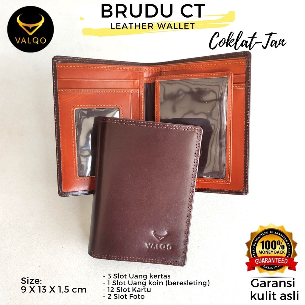 [VALQO] Dompet BRUDU CT kulit sapi Pria Cowok Kartu Laki Berdiri 3/4