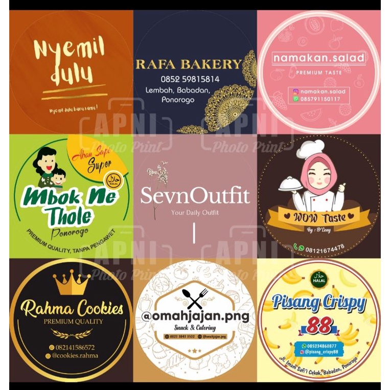 Cetak Stiker Custom Label Makanan Label Usaha Stiker Usaha Logo Olshop Kotak