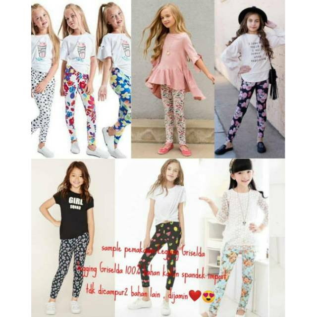 ~PROMO~ Celana Legging Anak  1-10 th Keatas Motif &amp; Polos Size XS S M L XL XXL Junior