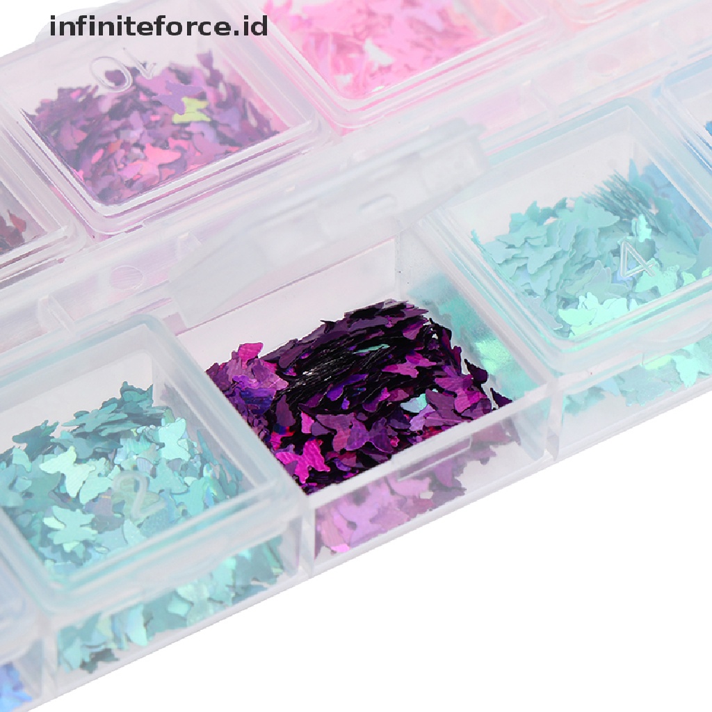 (infiniteforce.id) Serpihan Sequin Glitter Bentuk Kupu-Kupu Untuk Dekorasi Nail Art