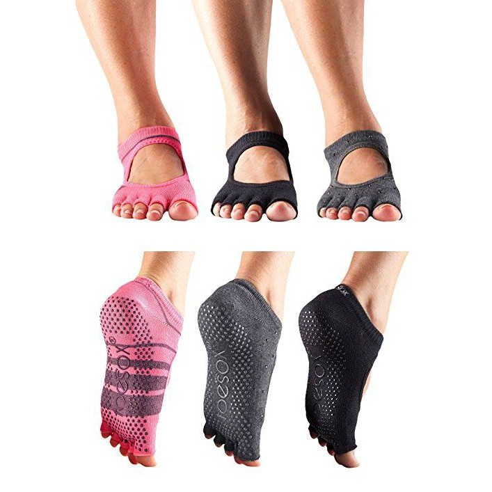 ToeSox Original Socks with Grip for Yoga Pilates Barre Ballet - Original Kaos Kaki Lima Jari