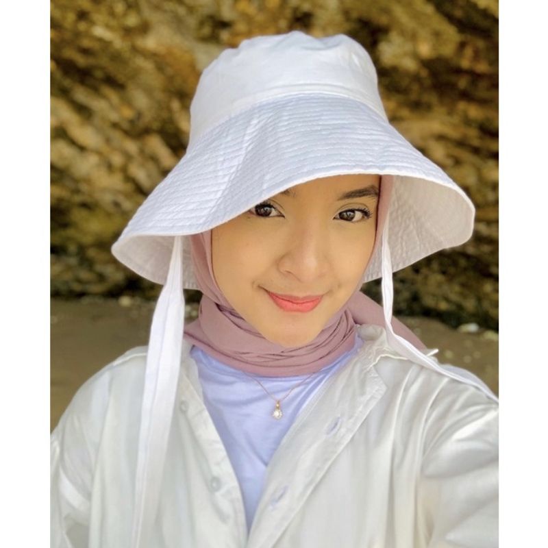 Topi Bucket tali panjang selebgram kekinian topi bucket tali panjang bucket KPop wanita pria bucket hijab