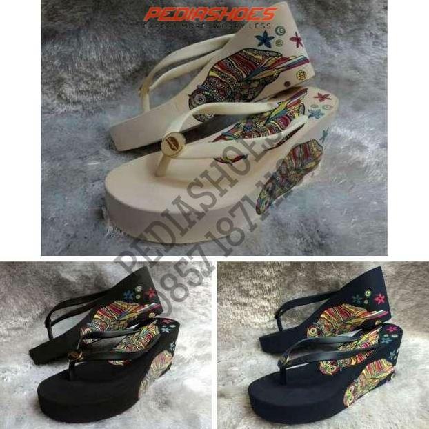 (GARANSI TERMURAH) Sandal Jepit Wanita Darlingen Owl Wedge Original TERPOPULER