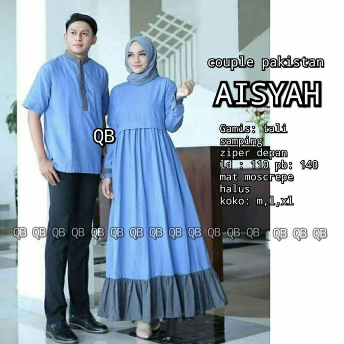 Baju Couple Pakistan Aisyah - Biru Muda, all size