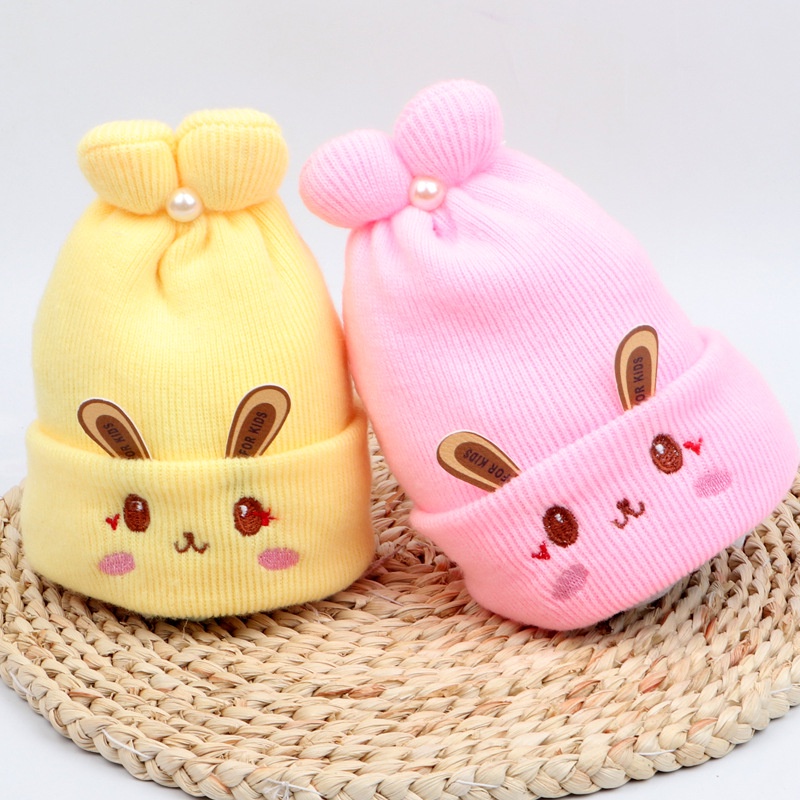 NUZ 1234OS - Topi Kupluk Bayi Bahan Rajut Motif KELINCI.