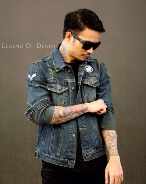 LEGEND OF DENIM™ | Jaket Jeans Sobek LOD™ | Jaket Jeans Sandwash Spray Series Distro Original