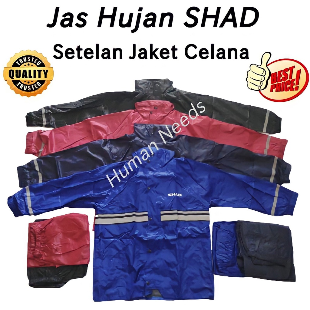 Jas Hujan SHAD Mirip Axio Setelan Baju Celana 2lapis/Mantel Mantol Ujan Raincoat Stelan Dewasa Cewek Cowok